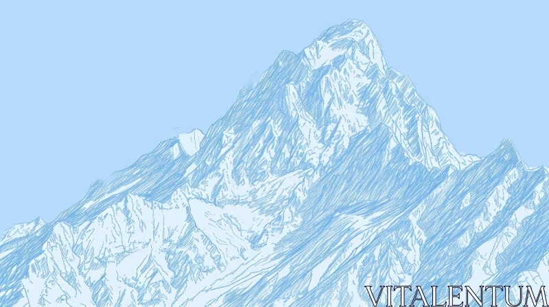 AI ART Serene Mountain Landscape Digital Drawing