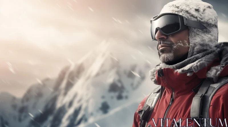 Snowy Mountain Mountaineer AI Image