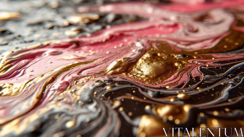 AI ART Abstract Painting with Pink and Gold Colors