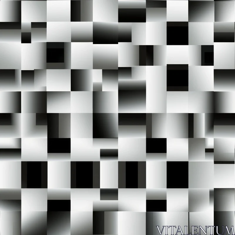Black and White Checkerboard Pattern - Abstract Design AI Image
