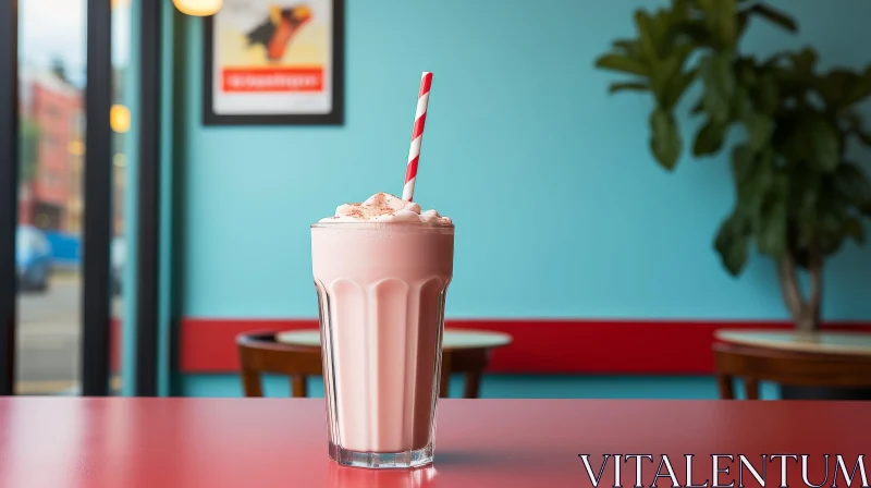 Delicious Strawberry Milkshake with Whipped Cream AI Image