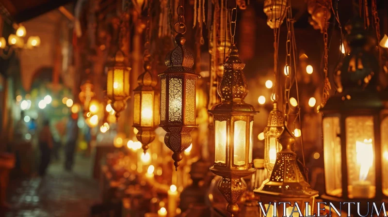 AI ART Enchanting Moroccan Lanterns at a Bustling Night Market