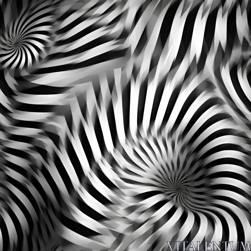 Monochrome Optical Illusion Pattern with Wavy Stripes AI Image