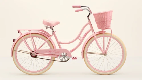 Pink Bicycle with Wicker Basket - Charming Transport Image