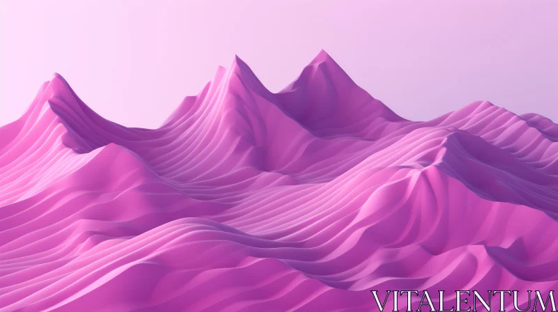 Pink Gradient Mountainous Landscape 3D Rendering AI Image