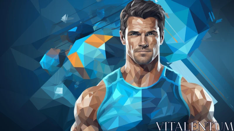Serious Young Man Portrait in Blue Tank Top AI Image