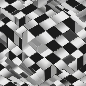 Black and White Checkered 3D Cubes