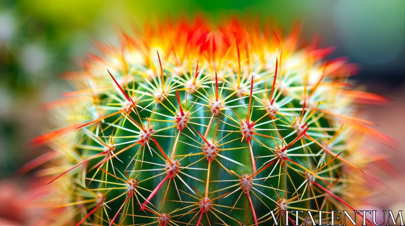 Close-Up of a Colorful Cactus with Sharp Spines AI Image