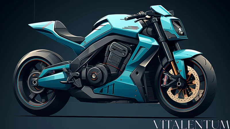 Custom Blue Futuristic Motorcycle Digital Art AI Image