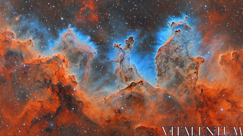 AI ART Eagle Nebula: A Celestial Symphony of Star Formation and Sculpted Columns