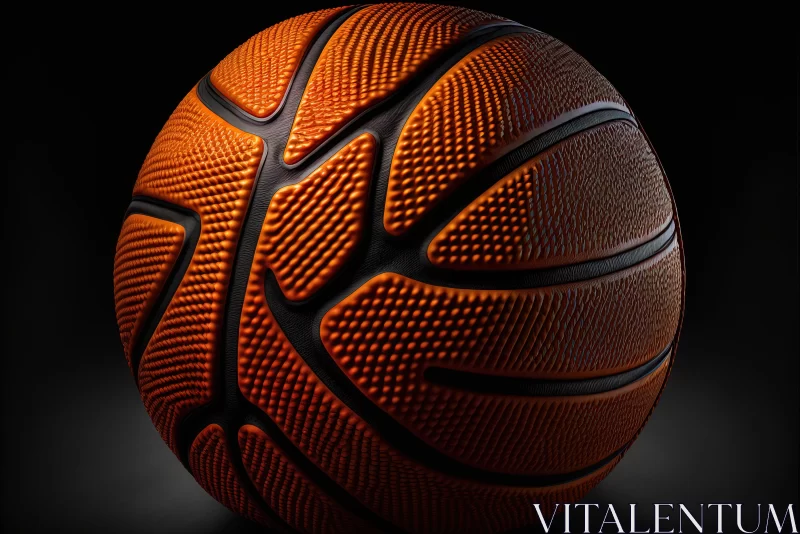 AI ART Orange Basketball Ball on Black Background - Highly Detailed