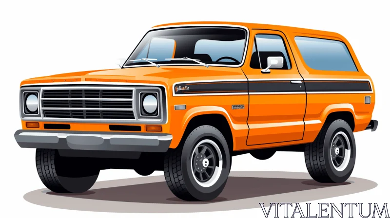 Orange Ford Bronco Truck Clip Art - Distinctive Character Design AI Image