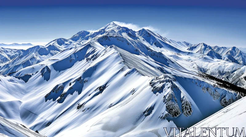 Snow-Capped Mountain Range - Scenic Landscape View AI Image