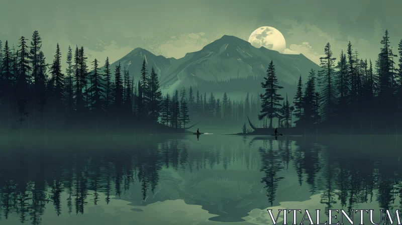 Tranquil Lake and Mountain Landscape AI Image