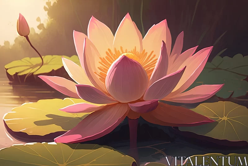 White Lotus Pond - 2D Game Art Illustration AI Image