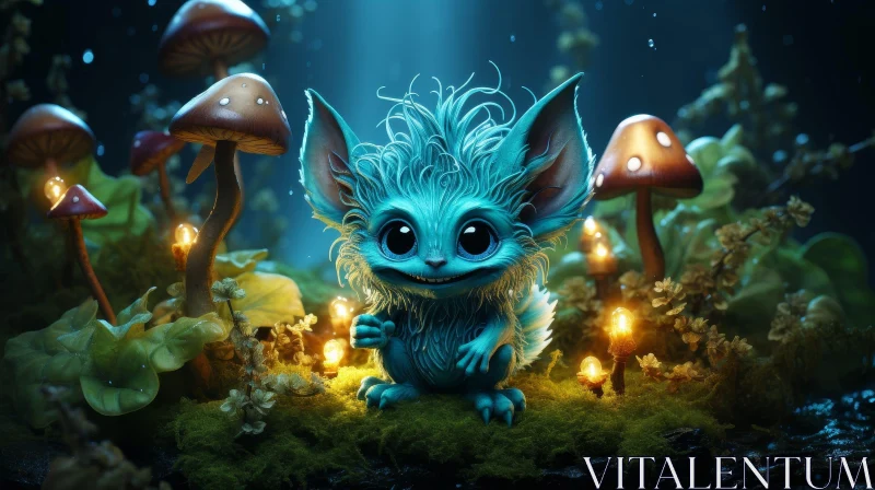 Enchanting 3D Fantasy Creature in Lush Forest AI Image