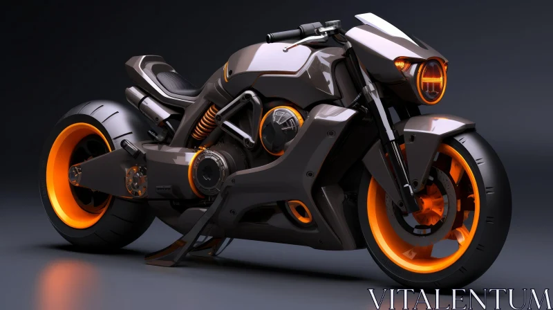 Futuristic Black and Orange Motorcycle Design AI Image