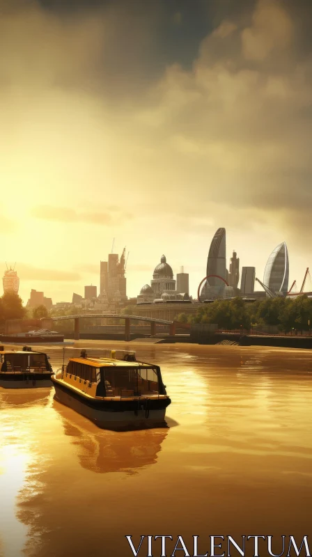 AI ART Golden Hour Sunset over London City