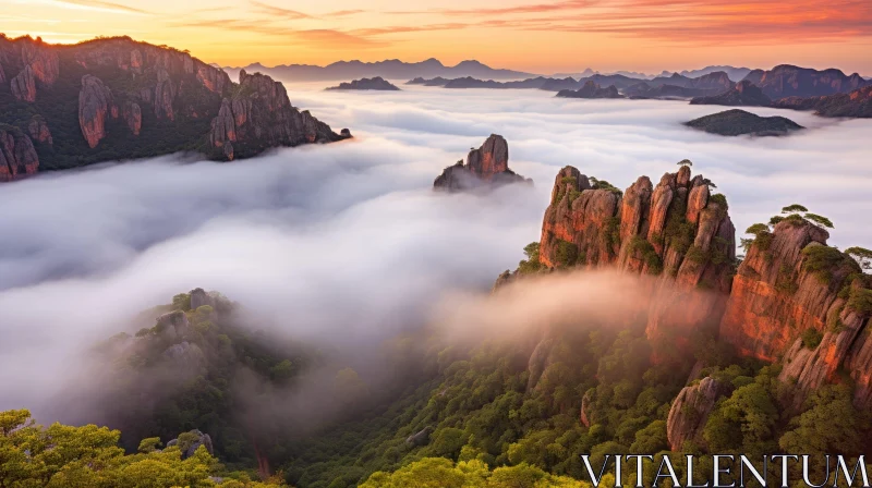 Majestic Mountain Sunrise Landscape AI Image