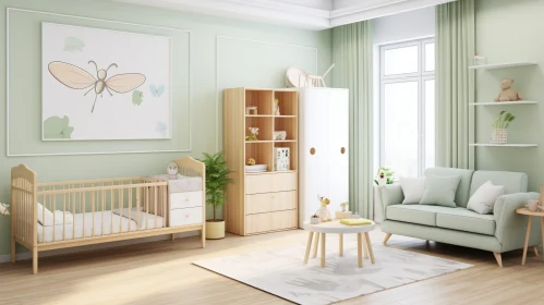 Modern Cozy Nursery 3D Rendering