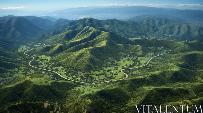 AI ART Mountain Range Aerial View - Natural Beauty Landscape