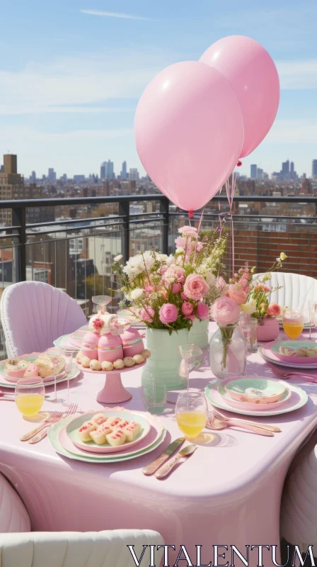 Pastel Party: A Playful Outdoor Celebration in NYC AI Image