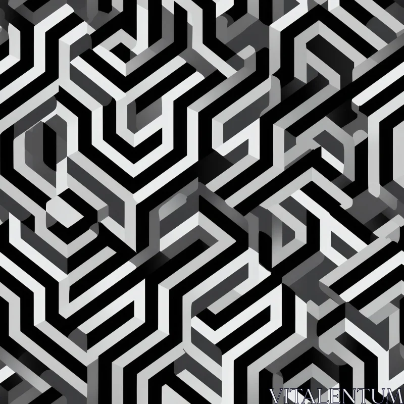 AI ART Symmetrical Black and White Geometric Pattern
