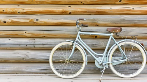 Vintage Bicycle Against Wooden Wall