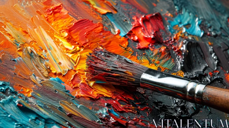 AI ART Artist's Palette with Brush and Oil Paint