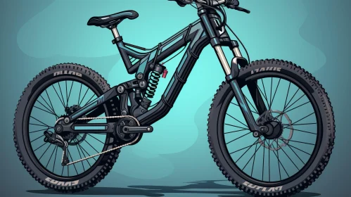 Black and Blue Mountain Bike Vector Illustration