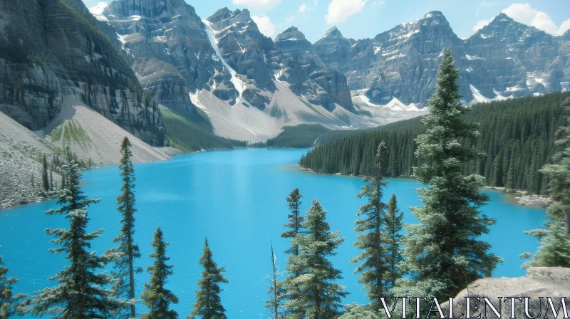 Breathtaking Moraine Lake Landscape in Banff National Park AI Image