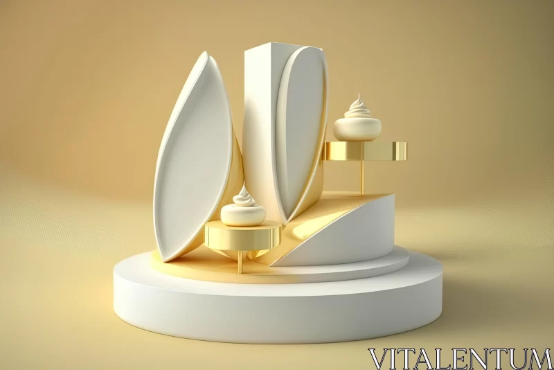 Captivating Silver Sculpture of White Desserts in Golden Light AI Image