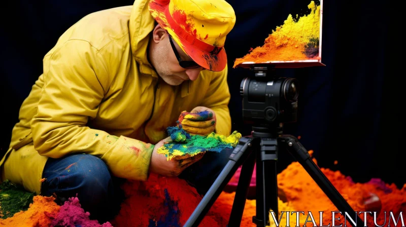 AI ART Colorful Powder Man