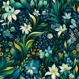 Dark Blue Floral Seamless Pattern