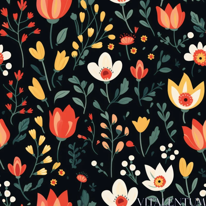 Dark Floral Pattern - Repeating Design Element AI Image