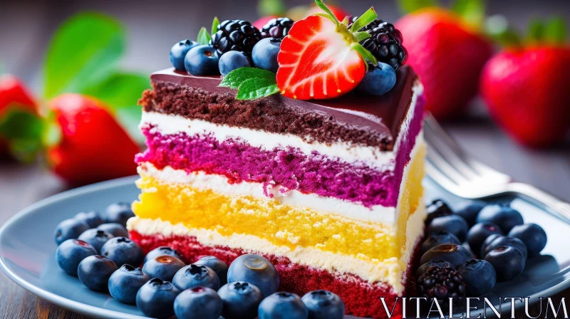 Delicious Chocolate Cake with Fresh Berries - Close-Up Shot AI Image