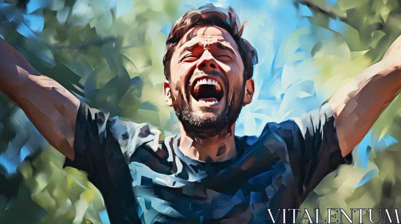 AI ART Excited Man Portrait in Forest