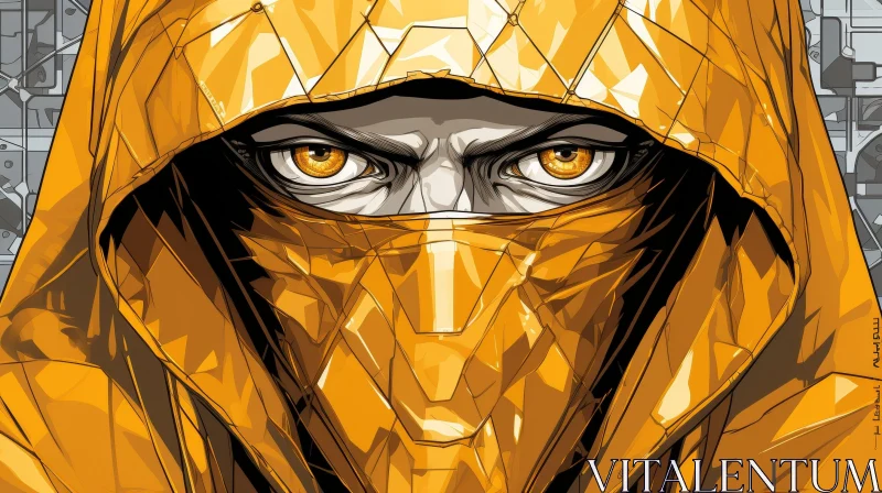 AI ART Golden Masked Man - Futuristic Portrait