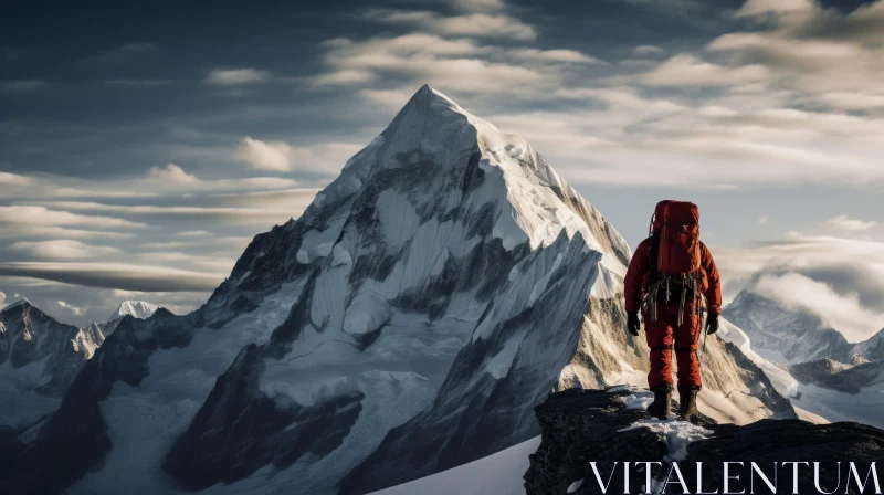 Majestic Mountaineer Conquering Nature's Peak AI Image