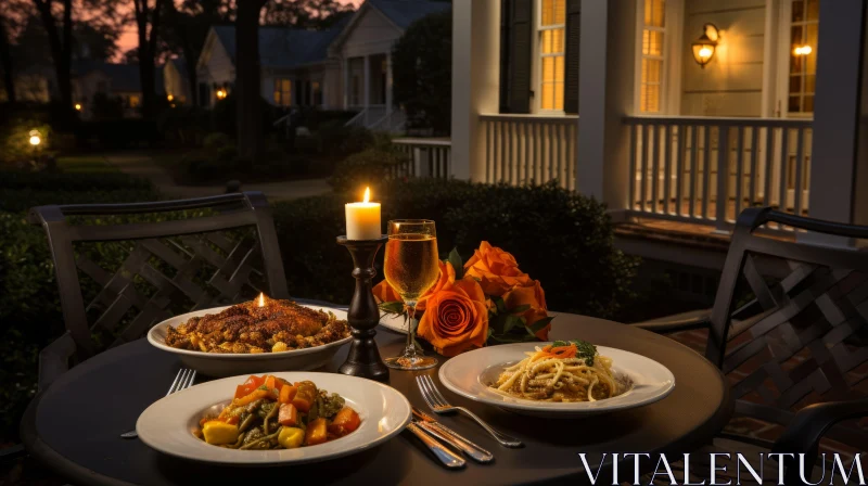 Romantic Outdoor Dining Scene with Italianate Flair AI Image