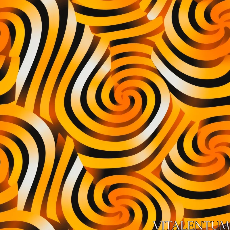Spiral Orange and Black Stripes Pattern AI Image