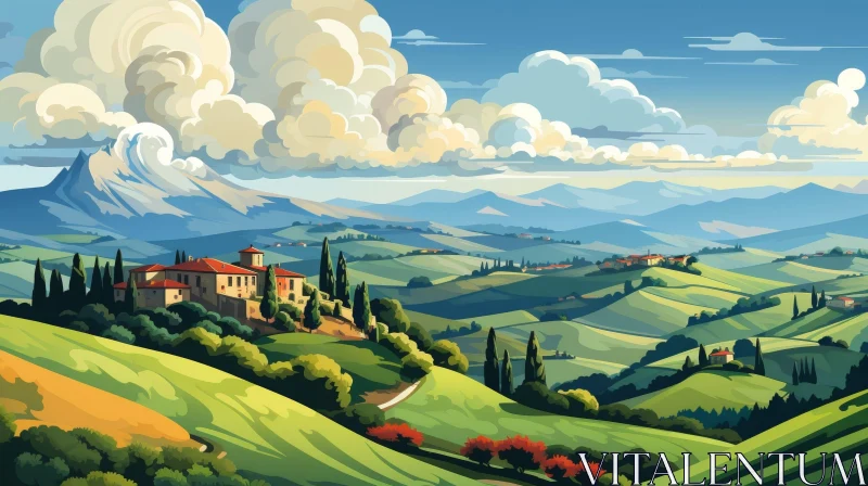 AI ART Tranquil Tuscan Countryside Landscape