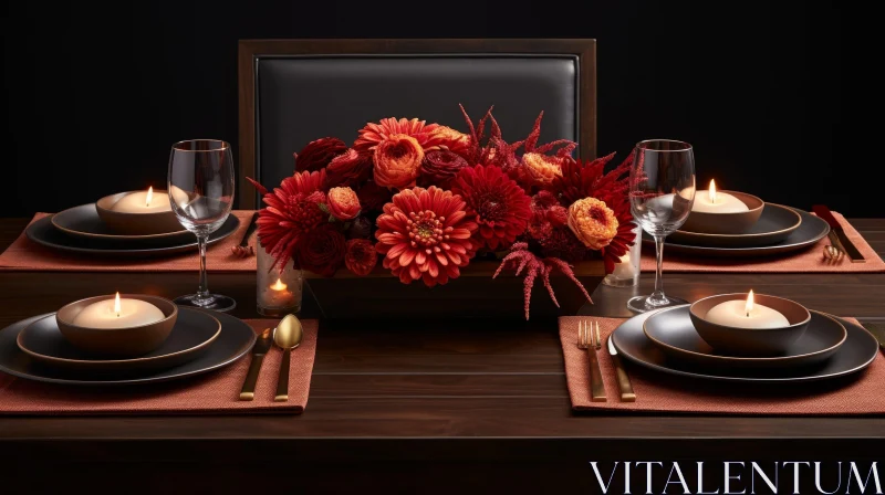 Elegant Table Setting with Floral Centerpiece AI Image