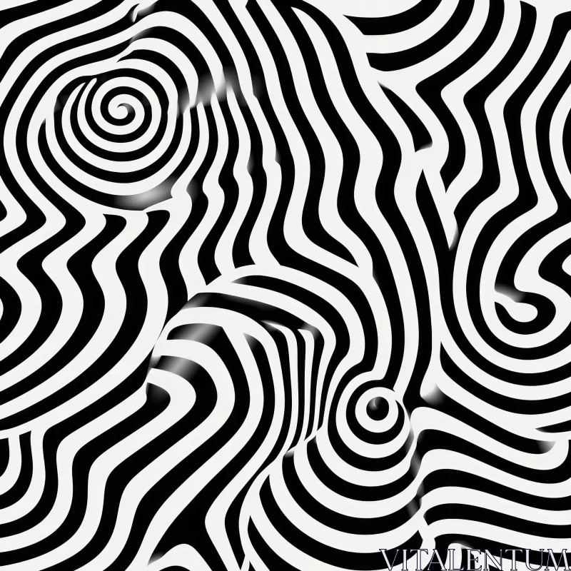 AI ART Monochrome Wavy Stripes Pattern - Abstract Design