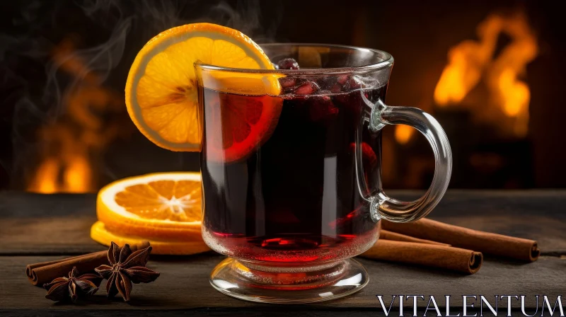 AI ART Mulled Wine with Orange and Spices