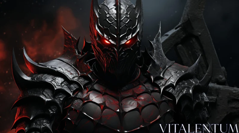 Mysterious Man in Red and Black Armor Portrait AI Image