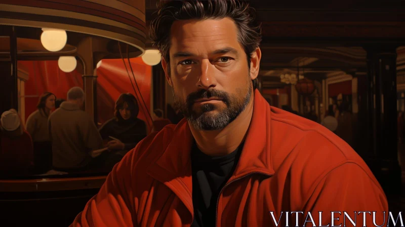 Portrait of a Handsome Man in a Red Jacket AI Image