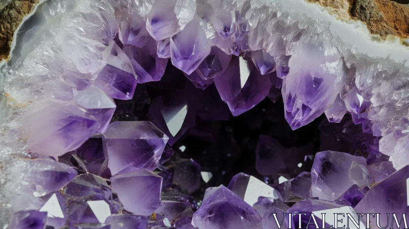 Purple Amethyst Crystal Cluster - Close-Up Nature Photography AI Image