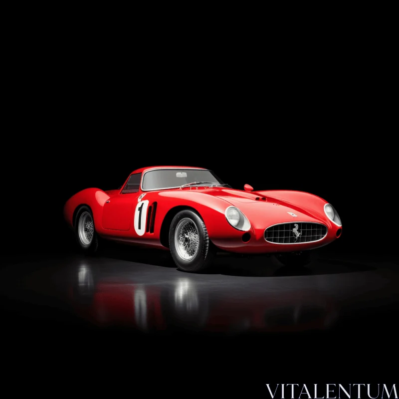 Red Ferrari on a Black Background: Vintage-Inspired Design AI Image