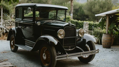 Vintage Car Ford Model A on Gravel Road